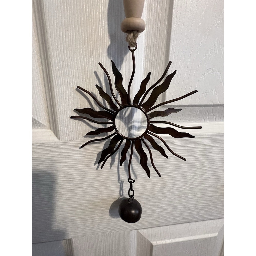 Bell Chime Wood Bead Hanging Decor Sun Bell Rustic Boho Door Wall Accent